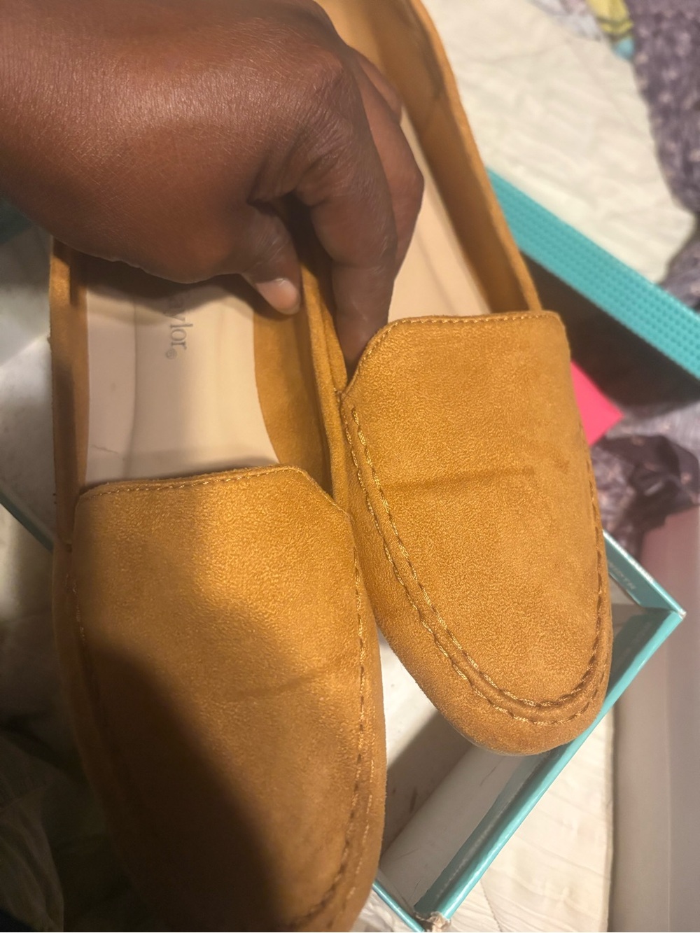 Women’s Suede Slip-On Loafers in Mustard